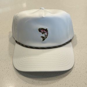 Poncho Snapback Rope Trout Hat NWT White